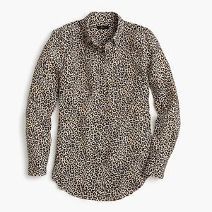 Silk leopard button up